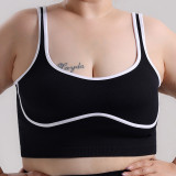 Two-tone plus-size wireless sports vest for women, suitable for outdoor wear, fitness, running, shockproof, and supportive sports yoga vest