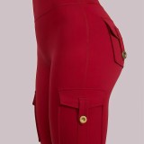 Sports flared leggings with pockets, invisible elastic high-waisted workwear gym outdoor yoga pants
