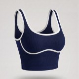 European and American style color-blocking sports vest for women, no underwire, beautiful back yoga vest top, slim-fit running and fitness vest