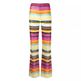 Mesh beach pants Zigzag trousers striped z-shaped wide-leg pants beach bikini pants