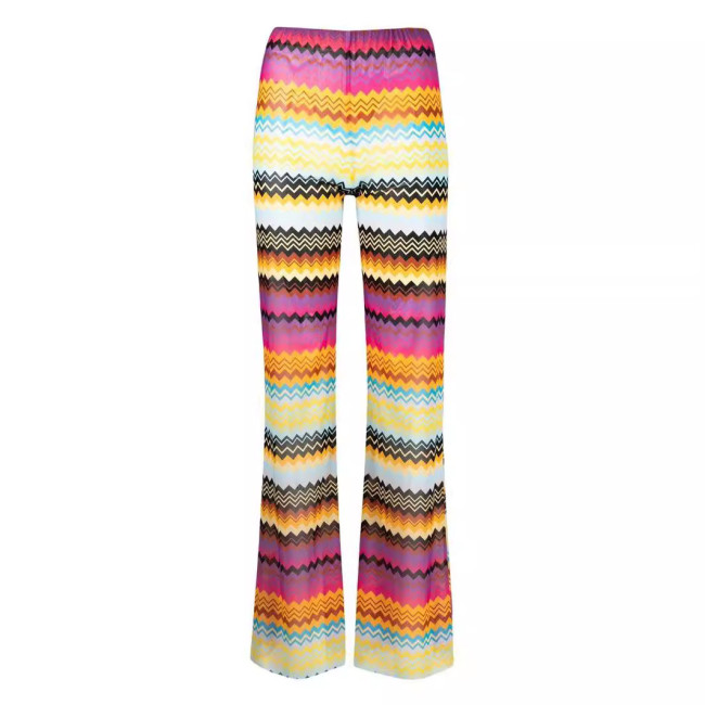 Mesh beach pants Zigzag trousers striped z-shaped wide-leg pants beach bikini pants