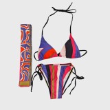 European and American sexy printed bikini new style women's one-piece swimsuit