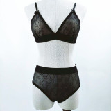 GU66X Series G Letter Embroidered See-Through Lingerie Set for Women, European and American Style