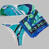 European and American sexy printed bikini new style women's one-piece swimsuit