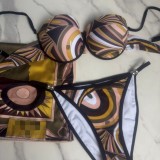 Striped bikini swimsuit scarf sarong