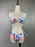 Women's Two-Piece Swimsuit Sexy Floral Print Strapless Bikini
