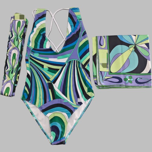 Silk scarf swimsuit bikini three-piece swimsuit for women