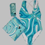European and American sexy printed bikini new style women's one-piece swimsuit