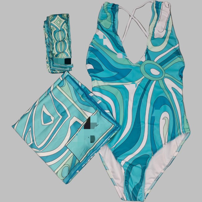 European and American sexy printed bikini new style women's one-piece swimsuit