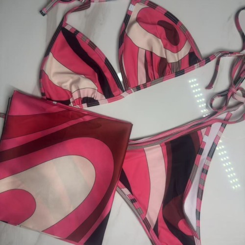 Silk scarf striped bikini swimsuit pink scrf swimwear pink bikini