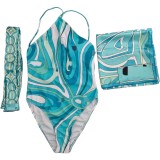 European and American sexy printed bikini new style women's one-piece swimsuit