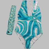 European and American sexy printed bikini new style women's one-piece swimsuit