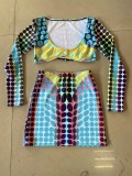 Polka Dot Bikini High-Waisted European and American Sexy Bikini Skirt High-Waisted Long-Sleeved Fashionable Sexy High-Elastic Trendy