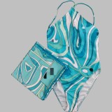 European and American sexy printed bikini new style women's one-piece swimsuit
