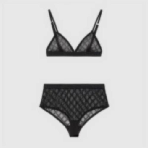GU66X Series G Letter Embroidered See-Through Lingerie Set for Women, European and American Style