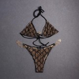 GU66X Series G Letter Embroidered See-Through Lingerie Set for Women, European and American Style