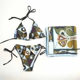 European and American sexy printed bikini new style women's one-piece swimsuit