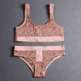 GU66X Series G Letter Embroidered See-Through Lingerie Set for Women, European and American Style