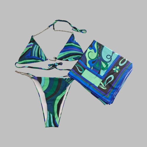 European and American sexy printed bikini new style women's one-piece swimsuit