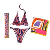 European and American sexy printed bikini new style women's one-piece swimsuit