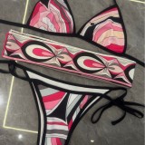 Striped bikini swimsuit scarf sarong