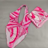 Silk scarf swimsuit bikini three-piece swimsuit for women