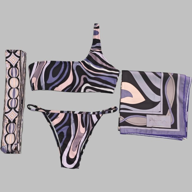 European and American sexy printed bikini new style women's one-piece swimsuit