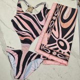 European and American sexy printed bikini new style women's one-piece swimsuit