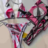 European and American sexy printed bikini new style women's one-piece swimsuit