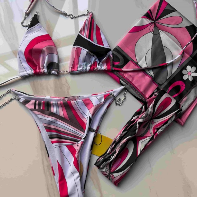 European and American sexy printed bikini new style women's one-piece swimsuit