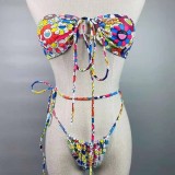 2021 European and American Sexy Sunflower Print Bikini