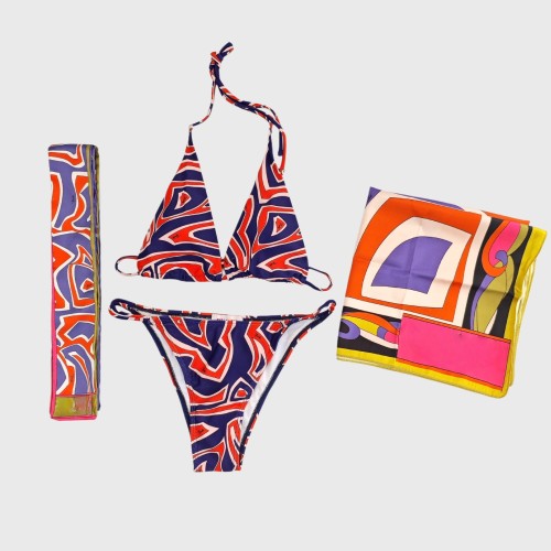 European and American sexy printed bikini new style women's one-piece swimsuit