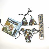 European and American sexy printed bikini new style women's one-piece swimsuit