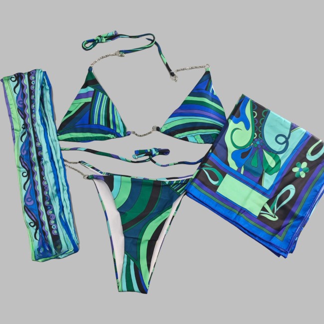 European and American sexy printed bikini new style women's one-piece swimsuit