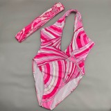 Silk scarf swimsuit bikini three-piece swimsuit for women