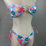 Women's Two-Piece Swimsuit Sexy Floral Print Strapless Bikini