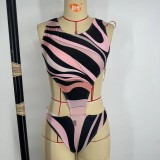 European and American sexy printed bikini new style women's one-piece swimsuit