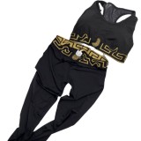 VSC European and American style gold patterned two-piece bikini swimsuit, fashionable and sexy for vacation