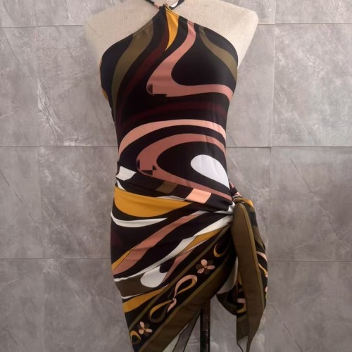 Headband bikini swimsuit women silk scarf