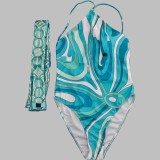 European and American sexy printed bikini new style women's one-piece swimsuit