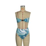 European and American sexy printed bikini new style women's one-piece swimsuit