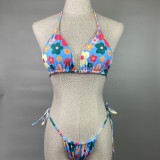 Women's Two-Piece Swimsuit Sexy Floral Print Strapless Bikini