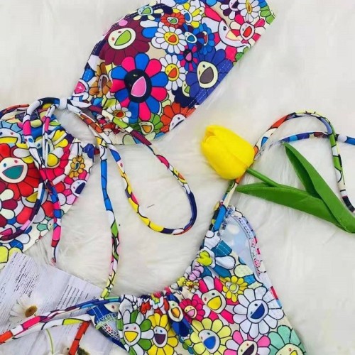 2021 European and American Sexy Sunflower Print Bikini