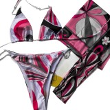 European and American sexy printed bikini new style women's one-piece swimsuit