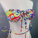 2021 European and American Sexy Sunflower Print Bikini