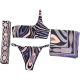 European and American sexy printed bikini new style women's one-piece swimsuit