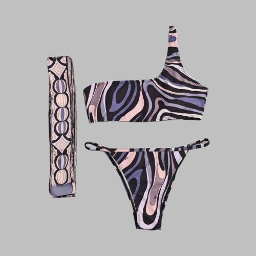 European and American sexy printed bikini new style women's one-piece swimsuit