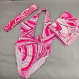 Silk scarf swimsuit bikini three-piece swimsuit for women