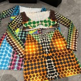 Polka Dot Bikini High-Waisted European and American Sexy Bikini Skirt High-Waisted Long-Sleeved Fashionable Sexy High-Elastic Trendy