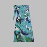 Striped bikini swimsuit scarf sarong